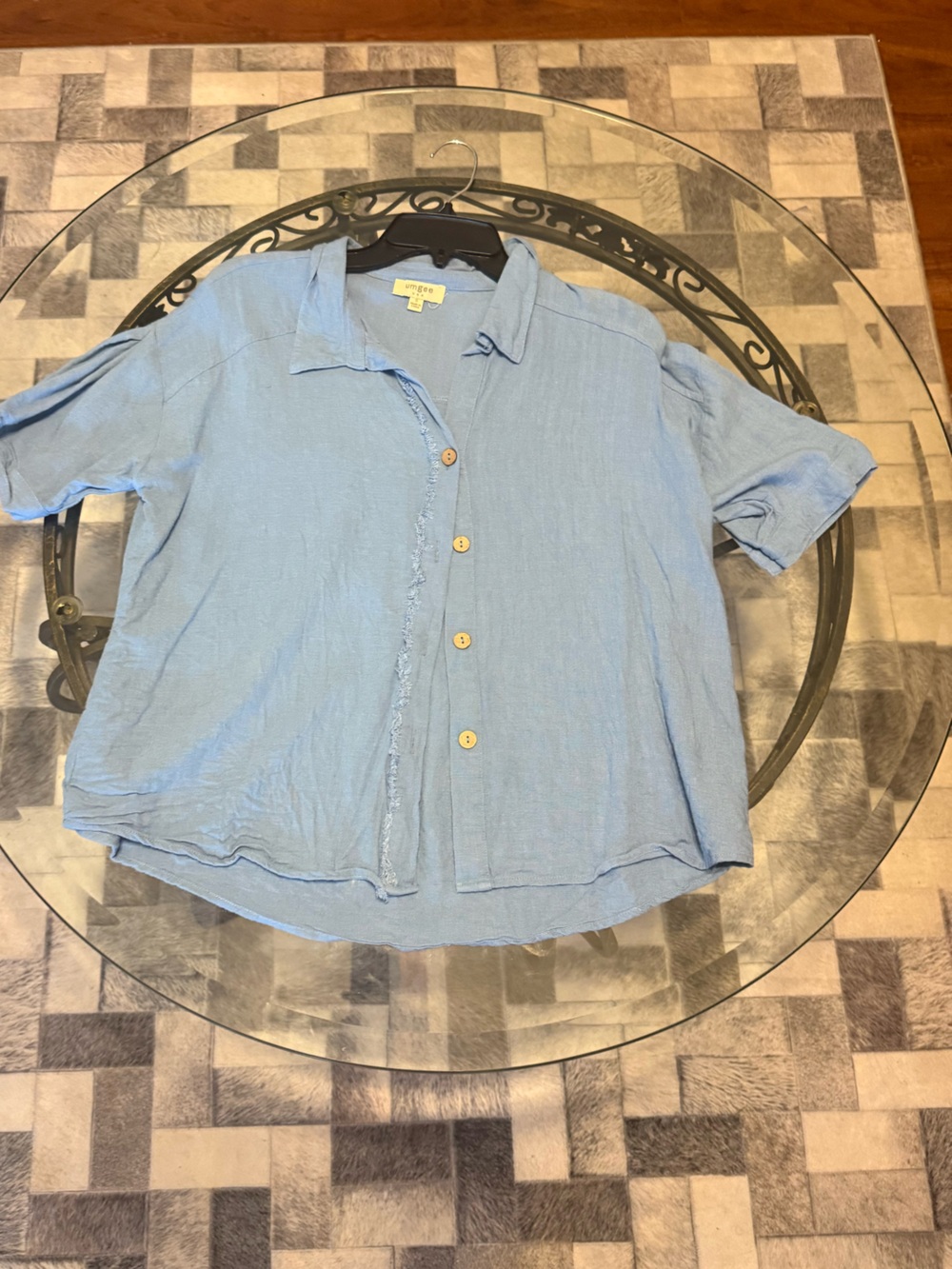 Umgee Light Blue Casual Short-Sleeve Button-Down Shirt